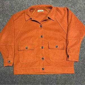 Oversized Fleece Chore Jacket Barn Granola Outdoors Adventure Rust Button Up